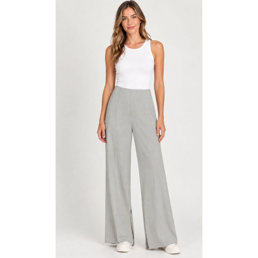 Commense High Waist Wide-Leg Slit Pants Side Zip Women's Size Large